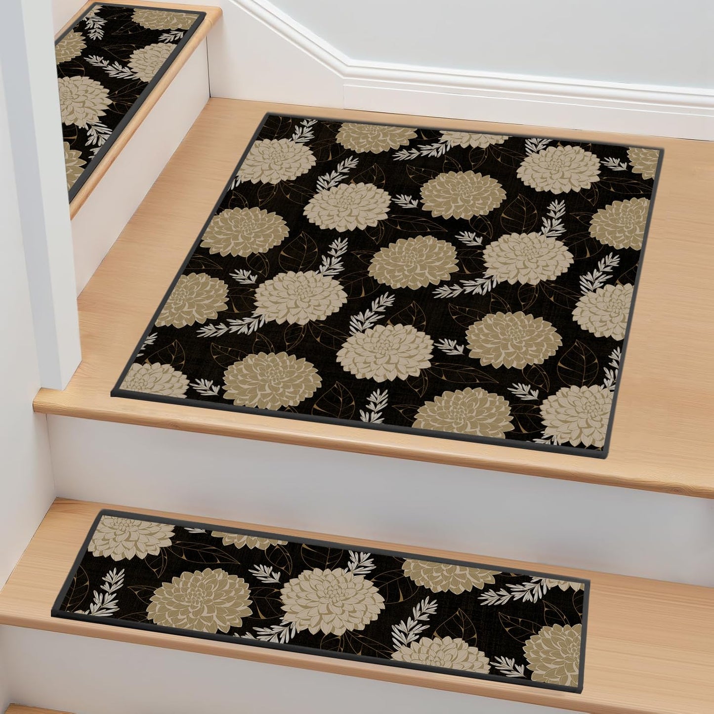 Non-Slip Carpet Stair Treads 15PCS, 8"x30" Peel and Stick Stair Runner for Wooden Steps Indoor, Washable Reusable Adhesive Backing, Pet-Friendly Safety Mats for Kids, Elders, Dogs