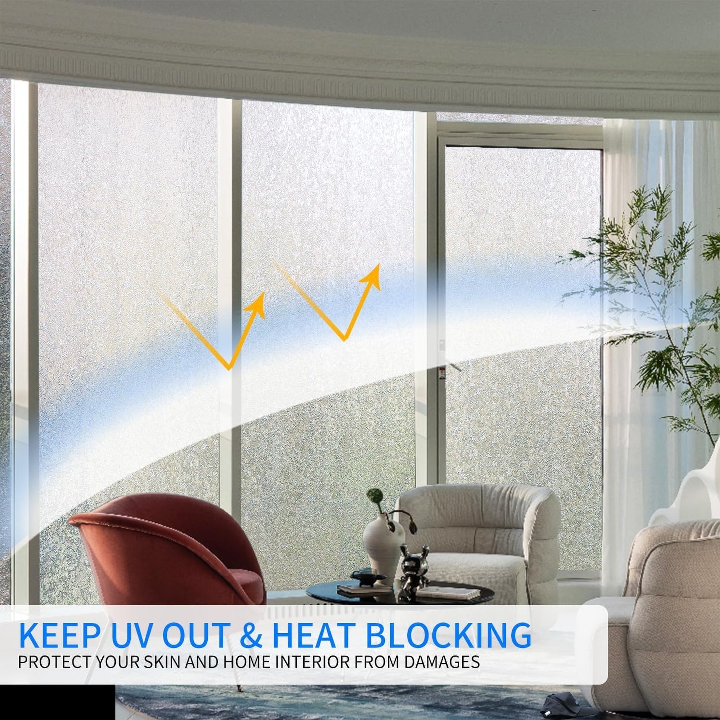 Frosted Window Film, Removable Glass Door Privacy Film, Suitable for Bathrooms, Offices, Static Cling Decorative Film, Reusable Window Stickers (Pure, 17.5X78.7 Inch)