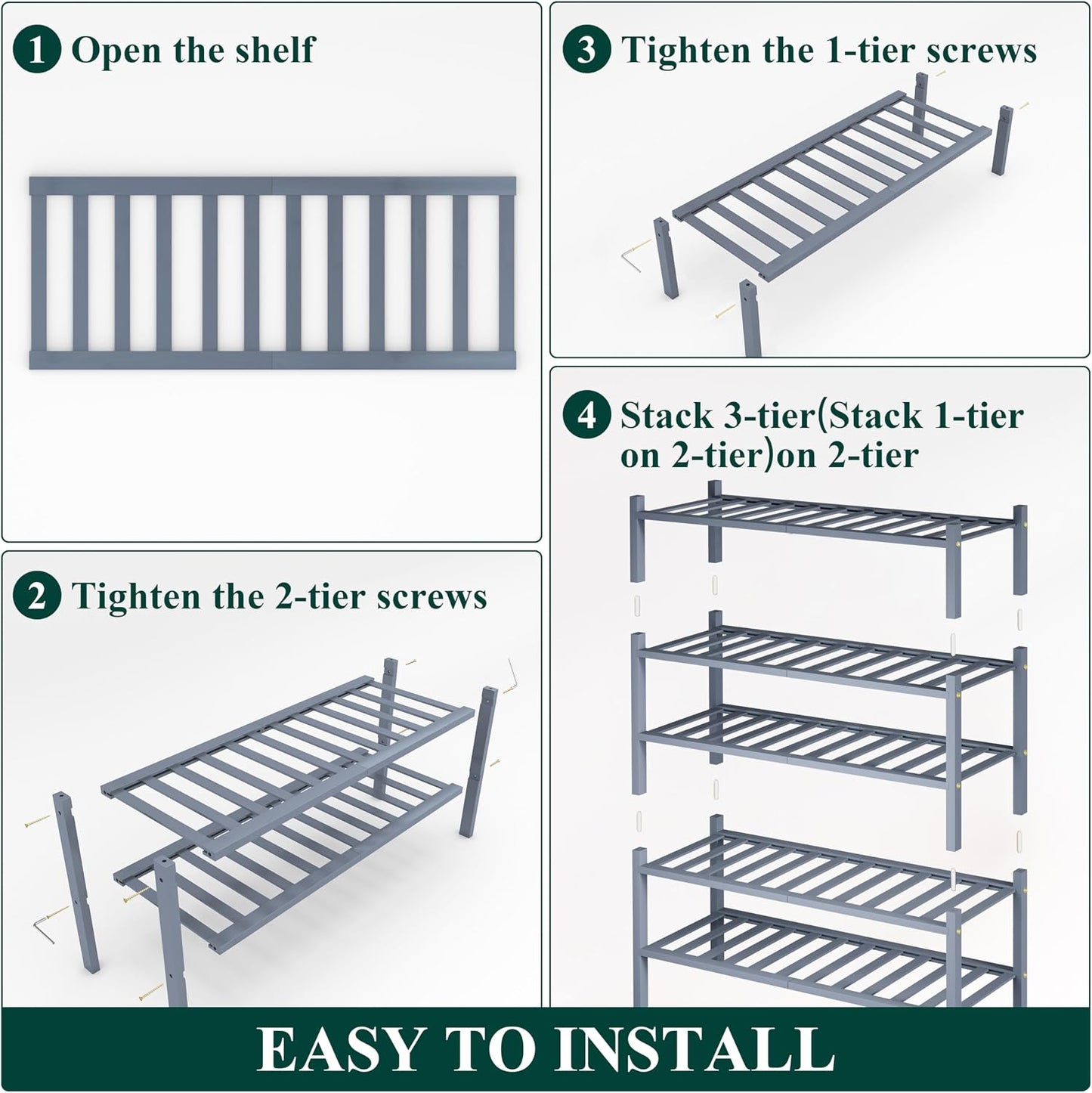 Smiry Bamboo Shoe Rack, 3 Tier Free Standing Wooden Shoe Organizer, Stackable Wood Shoe Storage Shelf for Closet, Entryway, 12 Vertical Slats, 2+1 Stack Standard Legs, 26.8"x11"x19.5", Natural