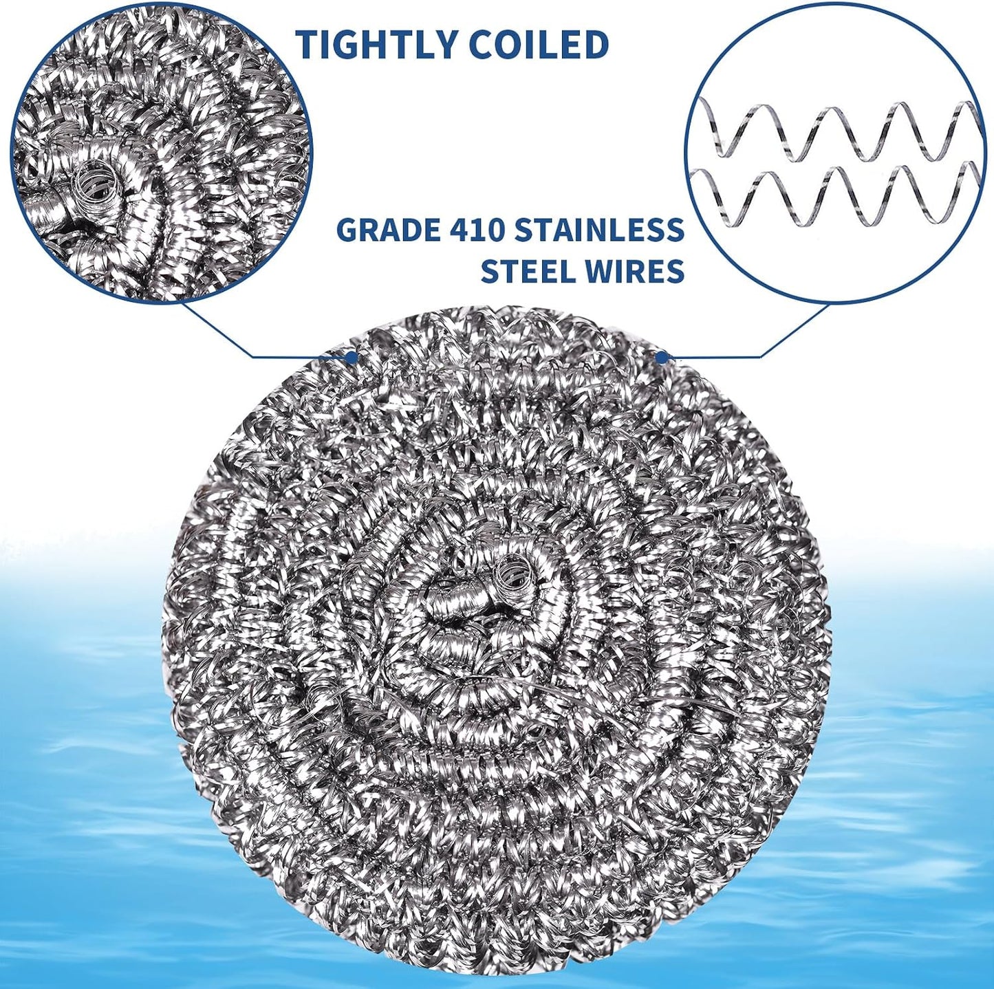Stainless Steel Scrubber Scrubbing Scouring Pad Sponges Clean Pot Pan and Steel Wool for Kitchen Bathroom