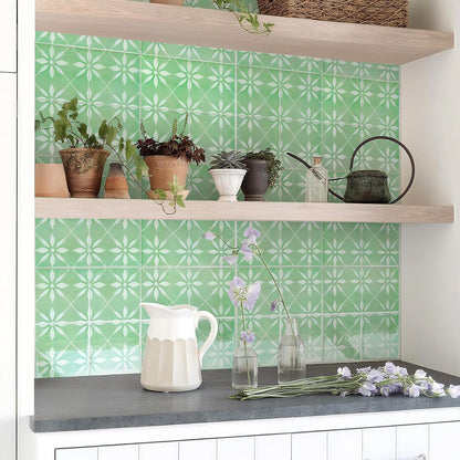 5 Sheets Peel and Stick Backsplash, Self Adhesive Wall Tiles, 3D Adhesive Tile Backsplash, 12"x12"Premium Self Adhesive Wall Tiles Peel and Stickfor Kitchen, Bathroom, RV(Spring Moss)