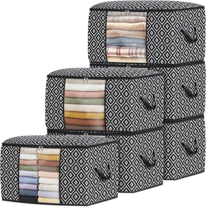 StorageTastic Direct 100L, 3 Pack, Storage Containers, Large Clothes Storage Bins Foldable Organization and Storage Bags with Reinforced Handle, Clear Window for Bedding, Blankets, Clothing, Grey