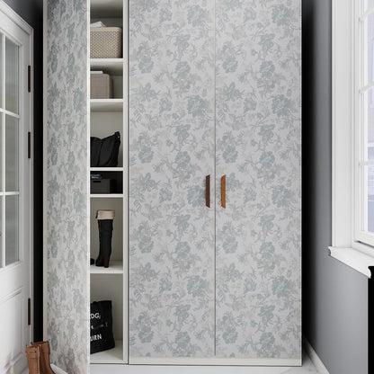 GloryTik Floral Peel and Stick Wallpaper, Removable Blue Floral Contact Paper, Self Adhesive Renter Friendly Wallpaper for Bedroom Living Room Bathroom (17.3" x 78.7")