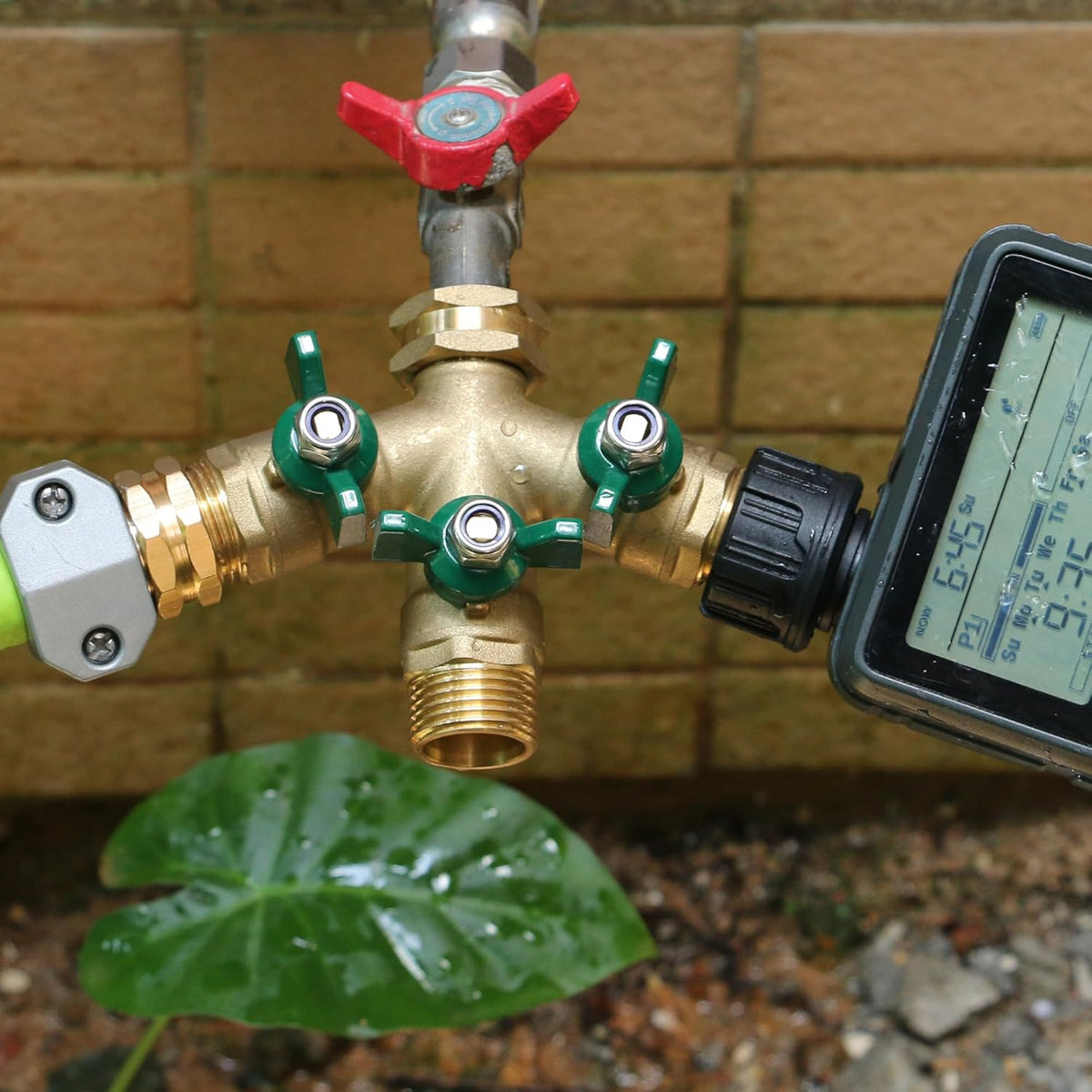 STYDDI Garden Hose Splitter Full Flow, Brass Heavy Duty Hose Splitter 2-Way High Flow, All Metal Hose Y Splitter with Shutoff, Outdoor Faucet Splitter Hose Connector, Water Hose Y Valve Tap Adapter