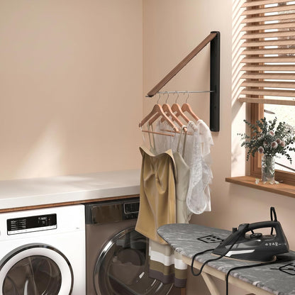 Dr.DJ Clothes Drying Rack Wall Mounted, Retractable & Foldable Clothes Hanger for Laundry Room Organization and Storage, Clothes Hanger Rack for Dorm, Closet, Balcony, Laundry Room(1P, Metal, Black)