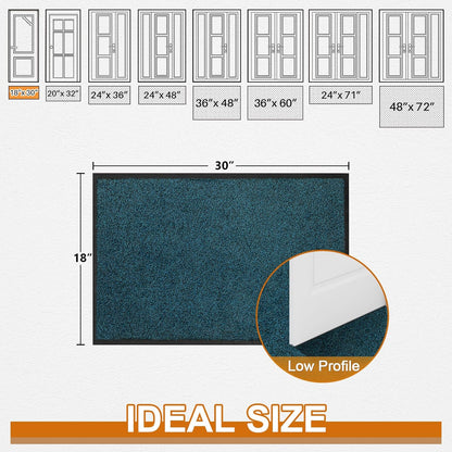 Mibao Front Door Mat, Dirt Trapper Welcome Mat for Outdoor Indoor, Non-Slip Waterproof Doormat, Durable Machine Washable Low Profile Entry Rug for Back Door Outside Patio Porch, 29.5" x 17", Grey