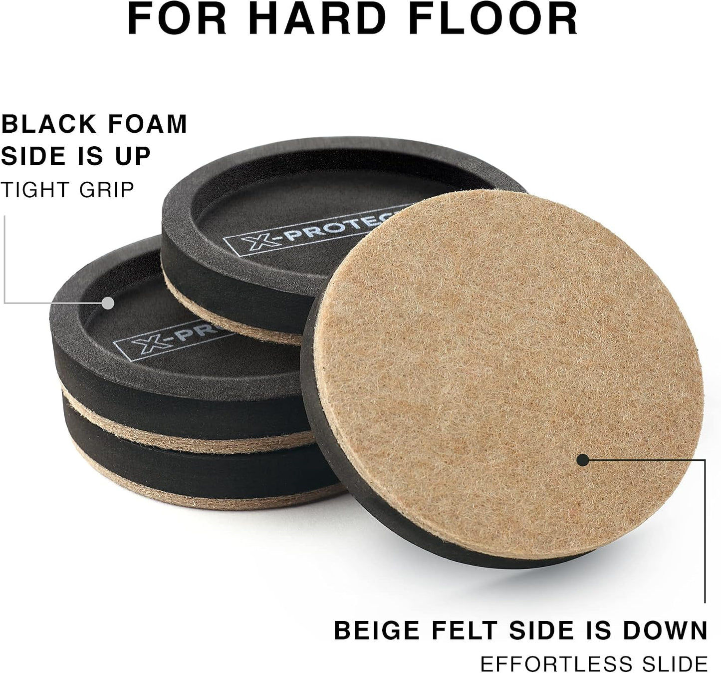 X-Protector Felt Furniture Sliders for Hardwood Floors 24 PCS 1” - Self-Adhesive Furniture Slider - Heavy-Duty Furniture Movers for Hard Surfaces - Felt Sliders - Move Your Furniture Easily!