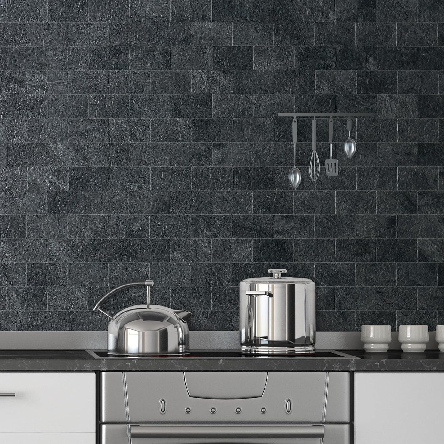 DICOFUN 10-Sheet Polished White Thick PVC Peel and Stick Backsplash, Ceramic Look Subway Tile White Kitchen Backsplash Peel and Stick Wall Tiles