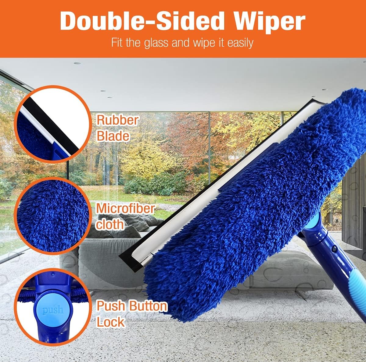 Bring It On Professional Window Squeegee with Microfiber Scrubber 10 Inch