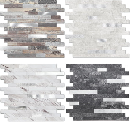 Yipscazo 2026 New Upgrade 11.34" X 11.57" Peel and Stick Backsplash, Stick on Backsplash Tiles for Kitchen, Bathroom, Fireplace (10 Sheets, Beige Rocks + Rose Gold)