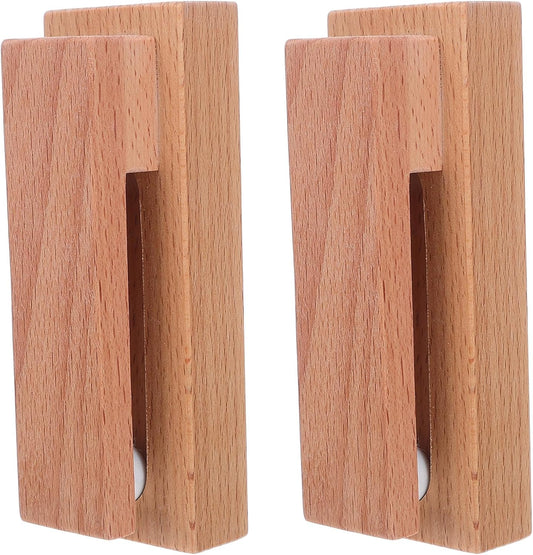 Cabilock 2pcs Solid Beech Wood Wall Hooks Bathroom Towel Hanging Rack Wall-Mounted Organizer for Kitchen Cleaning Cloth Storage