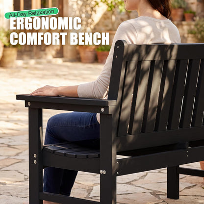 JUMMICO 80 Gallon Resin Outdoor Storage Bench, Large Deck Box with Armrest, Lockable&Waterproof for Garden, Home, Patio, Pools (Black, 80 Gallon)