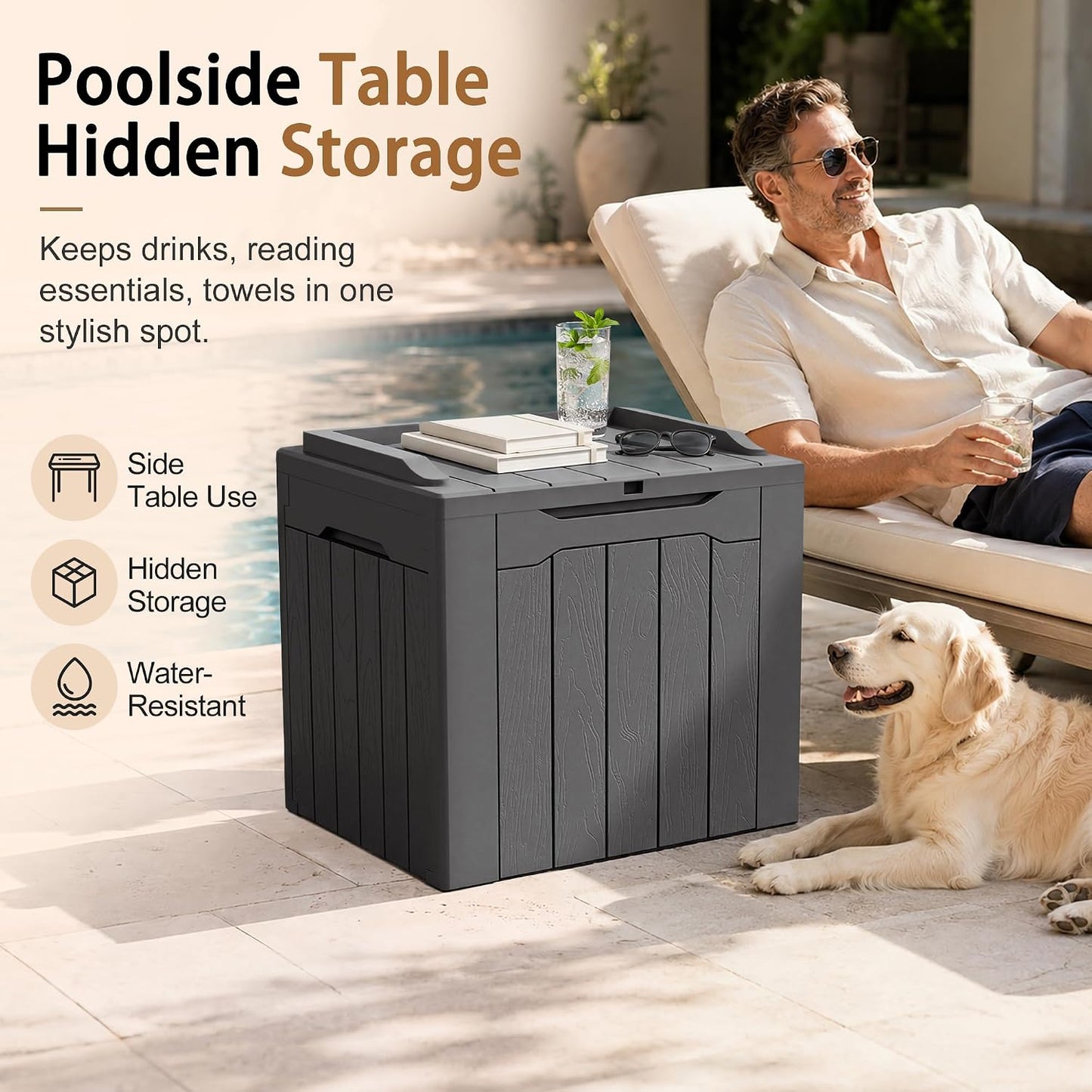 JUMMICO 31 Gallon Resin Deck Box Waterproof Indoor Outdoor Storage Boxes for Patio Furniture Cushions and Garden Tools (Brown)