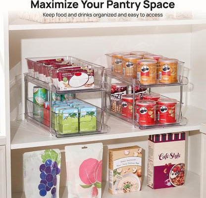 Vtopmart 2 Tier Bathroom Storage Organizer, 2 Pack Clear Under Sink Organizers Vanity Counter Container, Cabinet Drawers Bins, Pull-Out Organization with Track for Pantry, Kitchen
