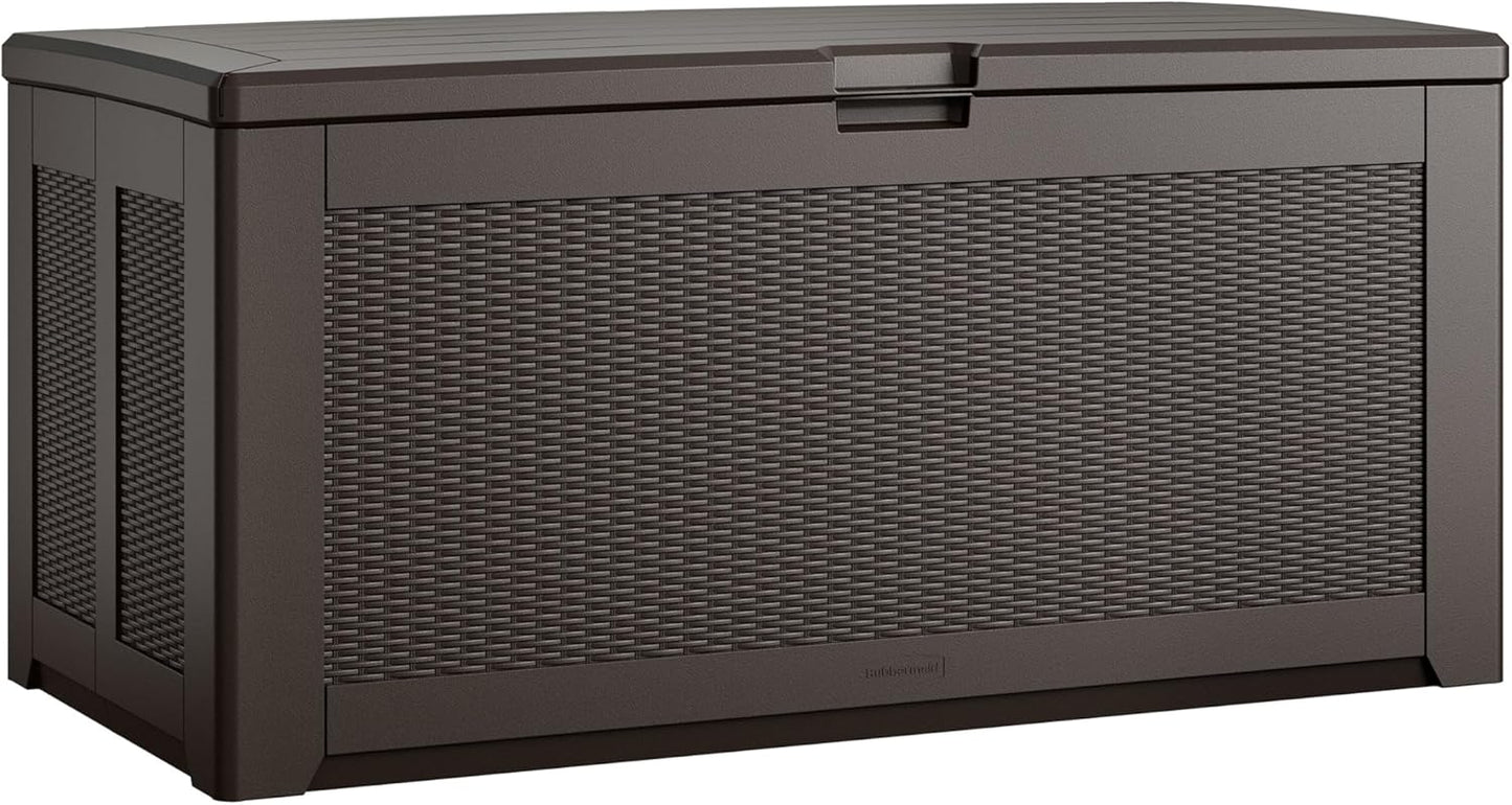Rubbermaid Extra Large Resin Outdoor Storage Deck Box (134 Gal), Weather Resistant, Black, Deck Organization for Home/Backyard/Pool Chemicals/Toys/Garden Tools/Porch/Patio Cushions