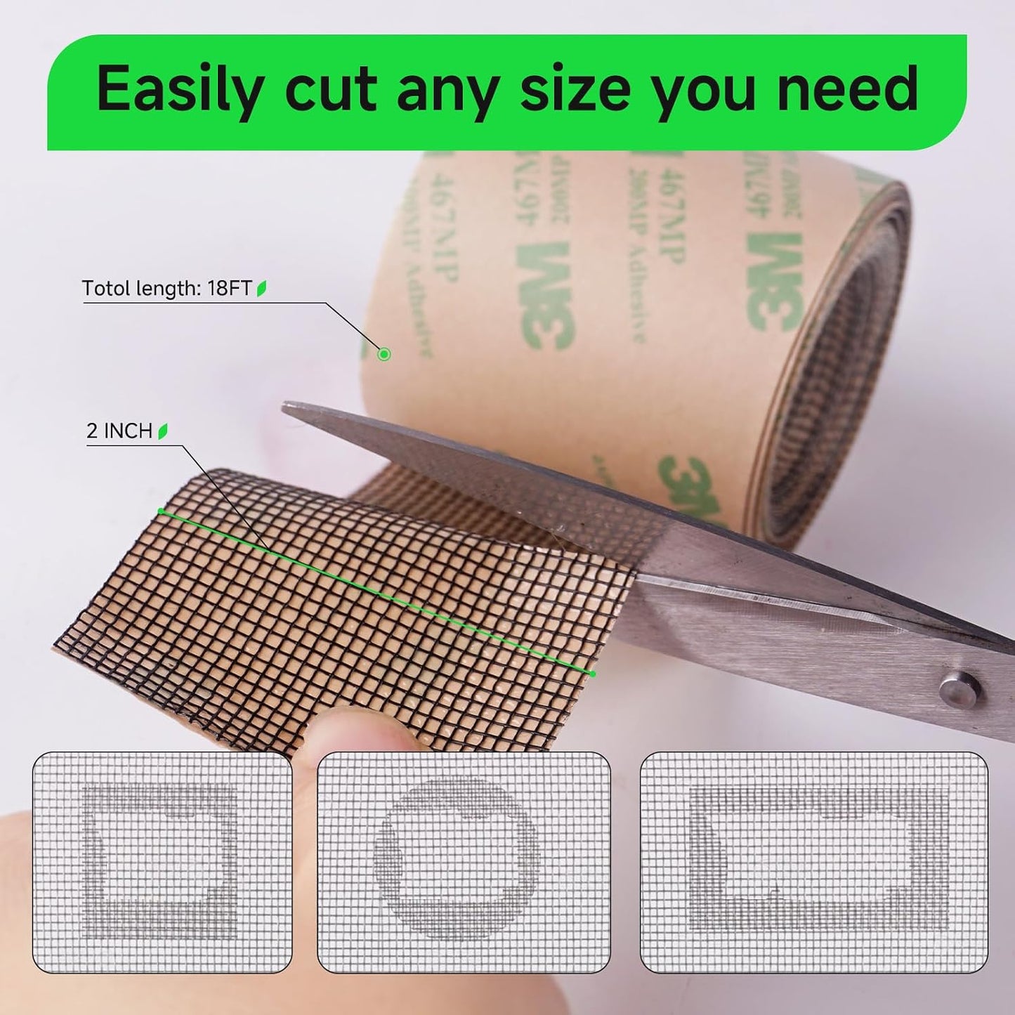 Window Screen Repair Tape, Made of 3M Tape, Screen Repair Kit for Small Holes and Tears of Windows, Doors, Mosquito Net, Strong Adhesive Patch Kit Fiberglass Mesh Tape (Transparent)