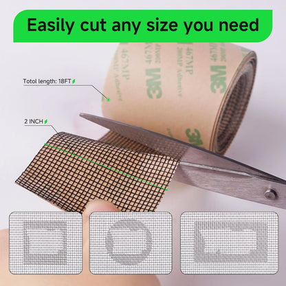 Window Screen Repair Tape, Made of 3M Tape, Screen Repair Kit for Small Holes and Tears of Windows, Doors, Mosquito Net, Strong Adhesive Patch Kit Fiberglass Mesh Tape (Transparent)