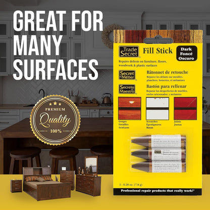 Wood Scratch Repair Fill Stick for Light Surfaces (Set of 3), Great for Touch-Ups and Repairs on Hardwoods Floors, Furniture, Cabinets and Plastic Surfaces.