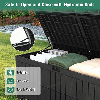 Tangkula 25 Gallon Waterproof Outdoor Storage Box with Lockable Lid | PP Resin, Wicker Patterned, Indoor Outdoor Use, Portable, Versatility, for Deck, Pool, Patio Cushions, Garden Tools