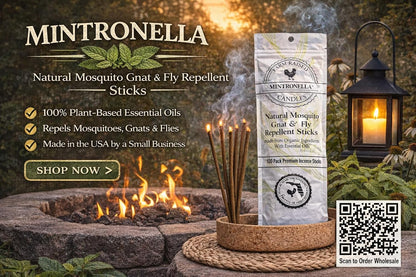 Mintronella USA Made Citronella & Peppermint Mosquito Repellent Incense Sticks – 100 Pack – Natural Bug & Insect Repellent – Outdoor Camping, Patio Decor – No‑See‑Um & Gnats, Fly