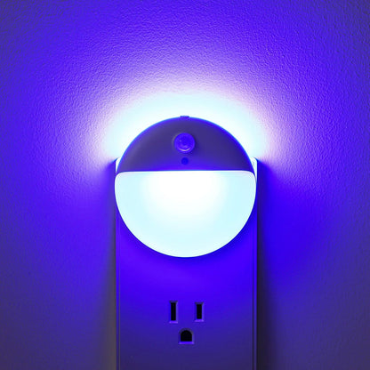 YUNLEX 2 Pack Plug in Night Light with Motion Sensor and Dusk to Dawn Sensor, Stepless Dimming, Warm White LED Nightlight with 3 Lighting Ways for Bathroom, Bedroom, Kitchen, for Kids, Adults