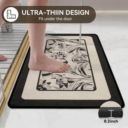 YDKGL Ultra Thin Bathroom Rugs Mat Quick Dry Absorbent Non Slip Bath Mat Bath Mats for Bathtub Mat Bathroom Carpet Fit Under Door Washable Floor Rubber Half Round Bath Rugs Grey 16x24