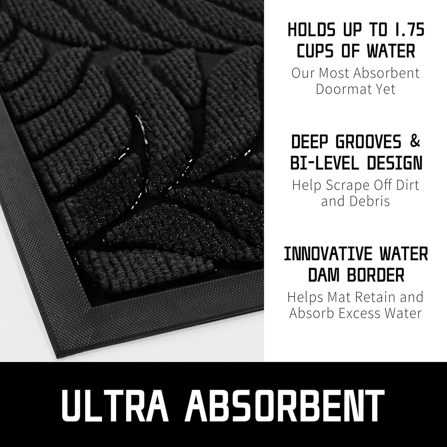 Yimobra Front Door Mat Outdoor Indoor, 29.5x17 All-Season Waterproof Door Mat Outside Entrance, All-Weather Non-Slip Outside Doormat for Garage Patio Entryway, Brown