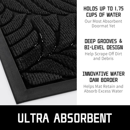 Yimobra Front Door Mat Outdoor Indoor, 29.5x17 All-Season Waterproof Door Mat Outside Entrance, All-Weather Non-Slip Outside Doormat for Garage Patio Entryway, Brown