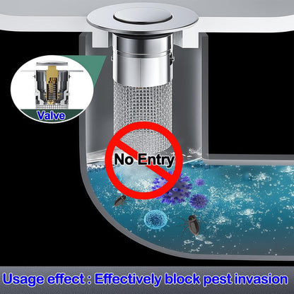 Bathroom Sink Drain Strainer, Pop-up Sink Stopper Hair Catcher with Removable Stainless Steel Filter Basket,Universal Drain Plug Filter Replacement for Bathroom Shower Sink Stopper(2Pcs)