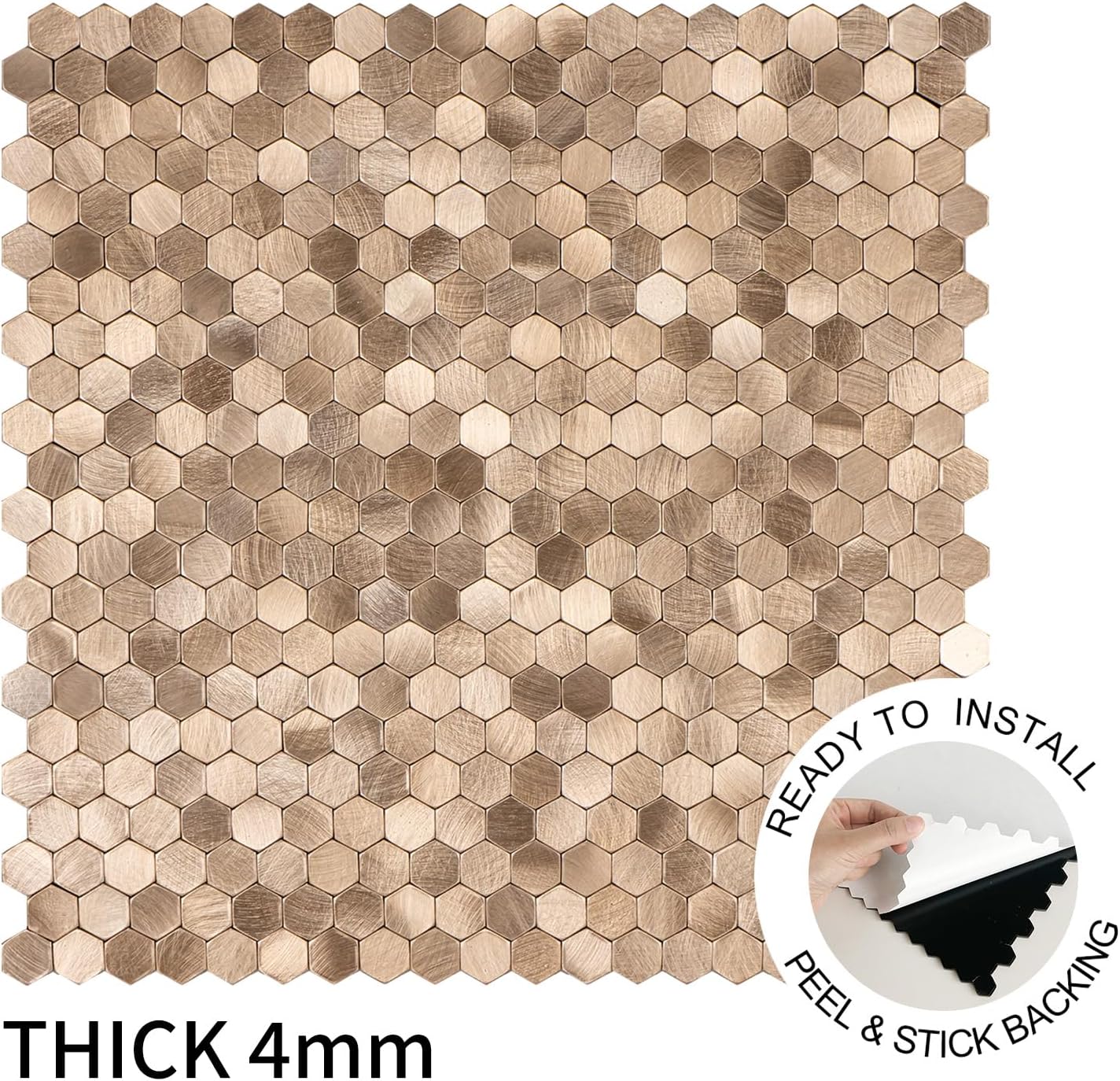 Peel and Stick Subway Backsplash Tiles, 5 Pack, 12 x 12 in, Almond | extra thick 3D wall panels, heat and water resistant wall panels, easy DIY kitchen, bathroom, laundry, fireplace wall décor