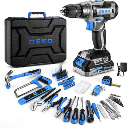 Cordless Drill Tool Kit Set: 20V Power Drill Tool Box with Battery Electric Drill Driver for Men Home Hand Repair Basic Toolbox Tools Sets Drills Case
