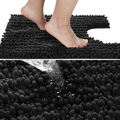 Yimobra Bathroom Rugs Non Slip Washable - Ultra Soft Absorbent Chenille Bath Mat, Quick Dry Shaggy Floor Carpet for Tub Shower, Gray Home Decor Accessories, 24x17 Inch