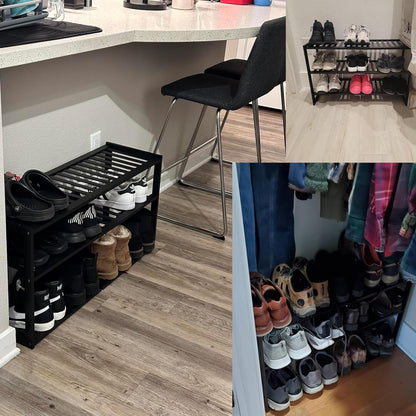 Jripae 5 Tier 32.5*10.5*30.3in Bamboo Shoe Rack for Closet Entryway Bedroom | Stackable Shoe Shelf Holder for Men/Women Hallway/Garage, Bookshelf, Flower Rack, Home Space Saving