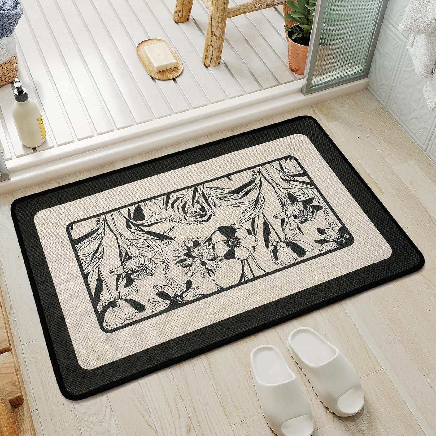YDKGL Ultra Thin Bathroom Rugs Mat Quick Dry Absorbent Non Slip Bath Mat Bath Mats for Bathtub Mat Bathroom Carpet Fit Under Door Washable Floor Rubber Half Round Bath Rugs Grey 16x24