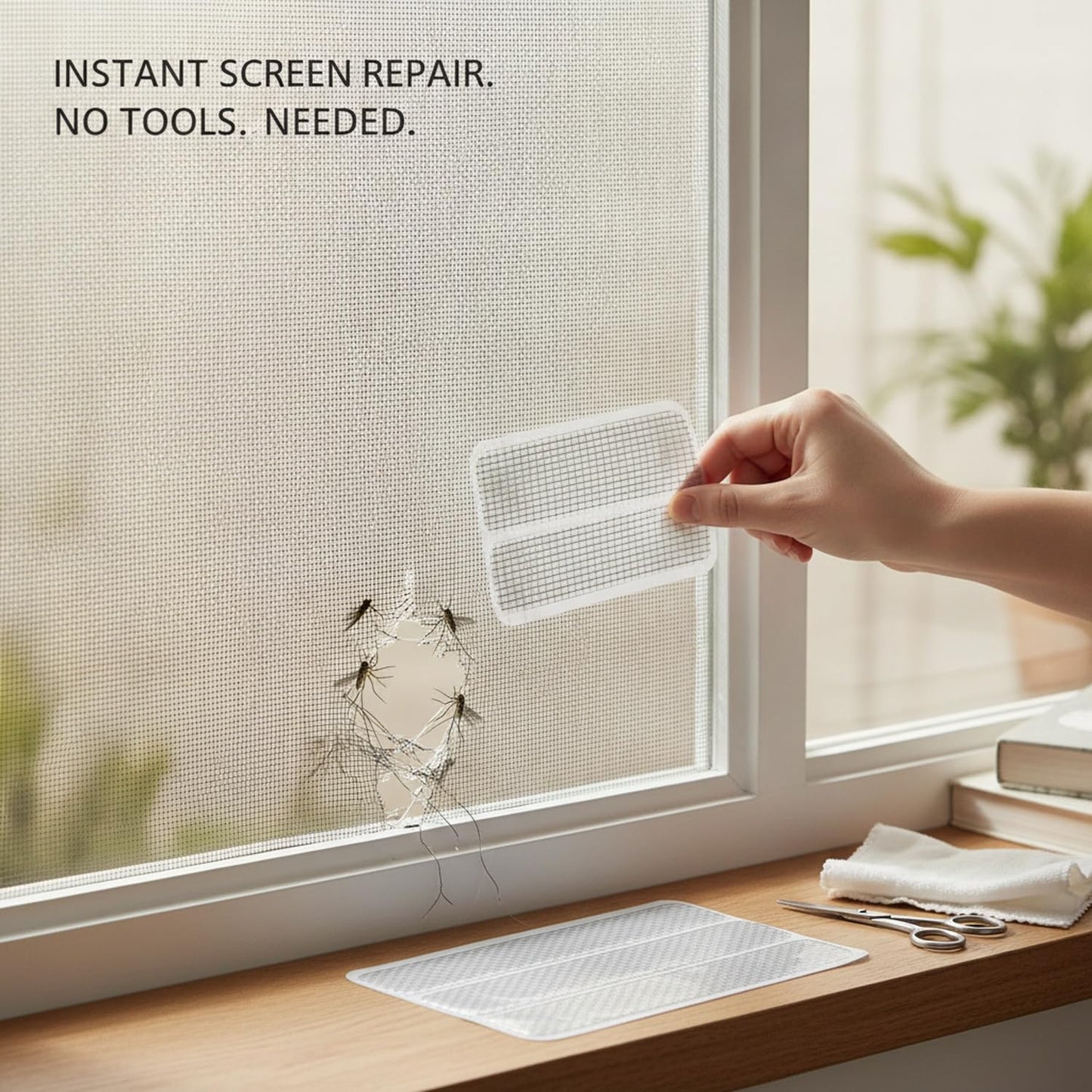 Self-Adhesive Fiberglass Screen Patch Kit for Windows and Doors, No Frame Removal Needed, Multicolor Mesh Repair