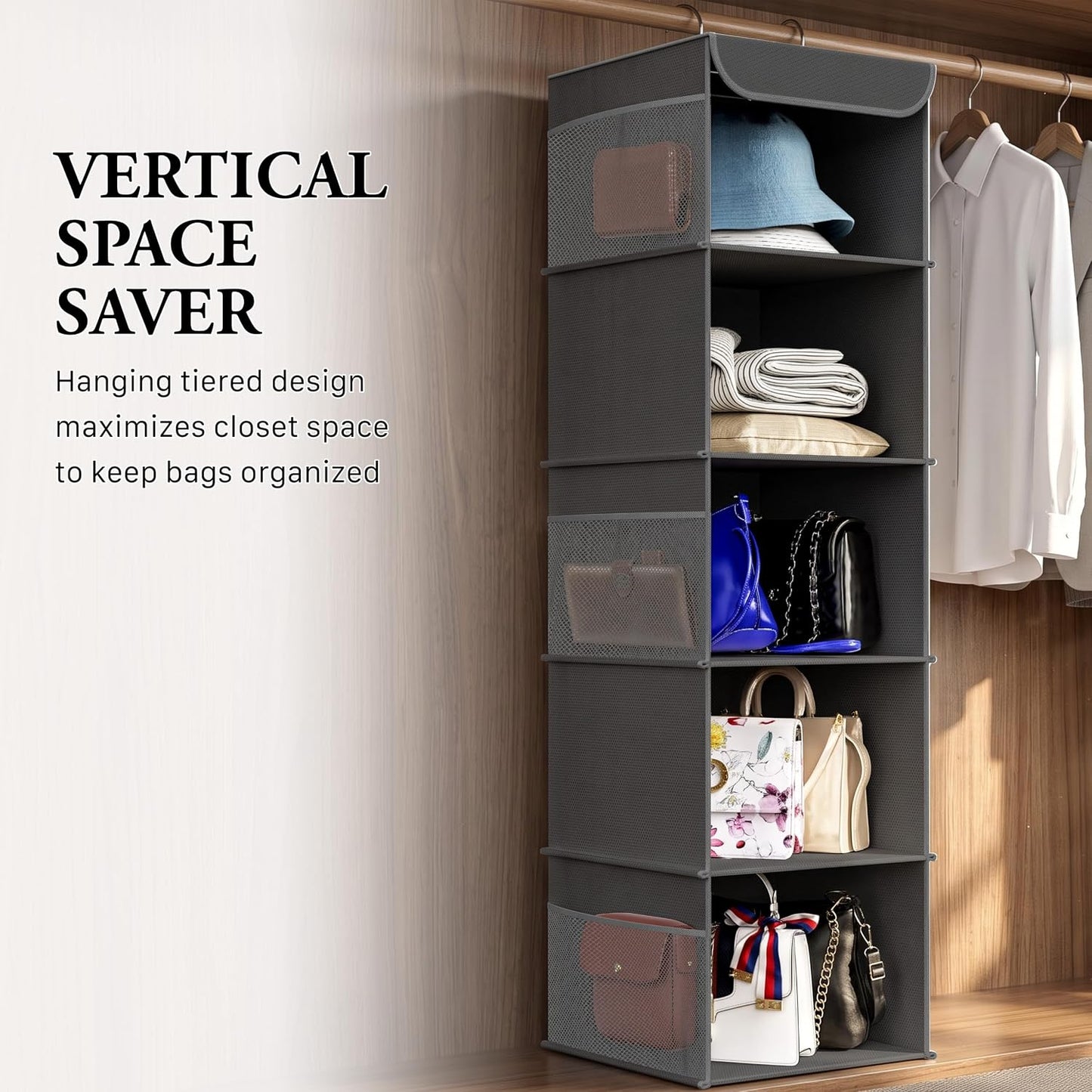 Simple Houseware 6 Shelf Hanging Closet Organizer, Gray
