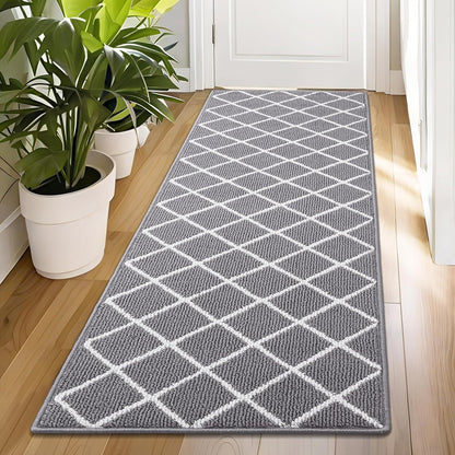 Finchitty Indoor Door Mat, Dirt Resistant and Absorbent, Low-Profile, Non-Slip, Washable Inside Floor Mats for Front Door, Back, and Entrance, 32" x 20", Grey