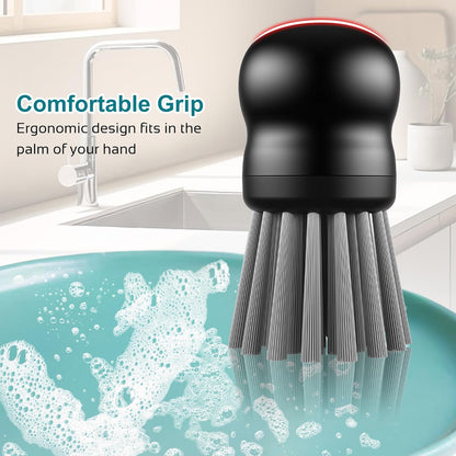 Mini Dish Brush for Cleaning Chicken Shredder, Palm Brush Dish Scrubber with Ergonomic Grip, Kitchen Brush for Washing Dishes, Pans, Pots, Sink (1, Black)