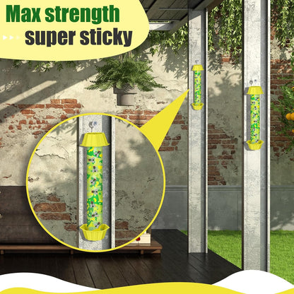 Qualirey 12 Pcs Sticky Fly Trap Fly Stick with Hanging Hook Adhesive Mosquito Catcher for Indoor Outdoor Trap Houseflies and Flying Insects Bee Wasp Moth Fly, 10.2 x 2.5 Inch