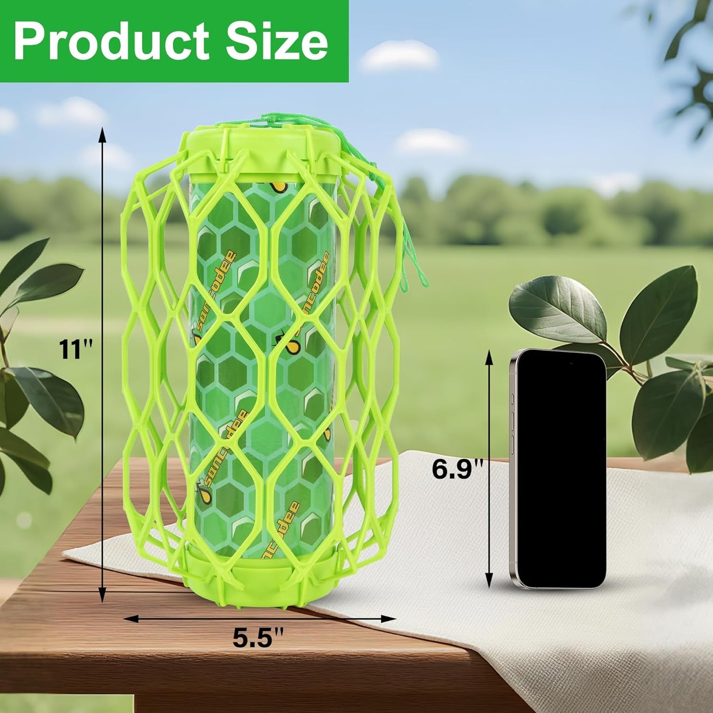 4 Pack Wasp Trap Outdoor Hanging, Carpenter Bee Catchers for Outside(Green) | Reusable Traps with 8 Sticky Refill Sheets, Bee Killer for Hornet Mud Dauber Yellow Jacket, Bug Catcher