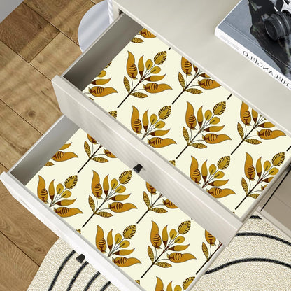 BOKEBEVE Leaves Contact Paper Floral Wallpaper Stick and Peel Boho Damask Wall Paper for Liner Drawer Cabinet Backsplash Renter Friendly Waterproof 17.5 x 118In