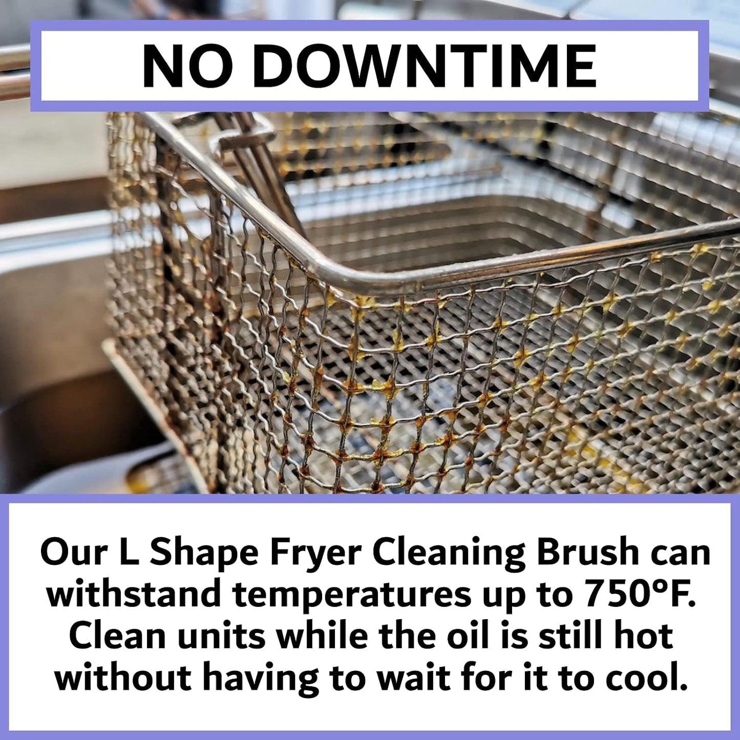 Deep Fryer Cleaning Brush – L-Shaped High-Temp Commercial Kitchen Tool - Heavy Duty Brass Bristles - Heat Resistant to 750F for Food Debris - Deep Fryer Cleaner - Made in USA by FryOilSaver Co. B53C
