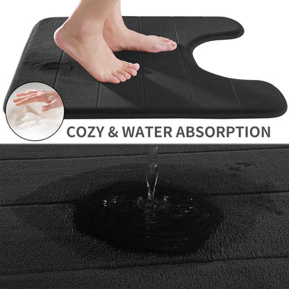 Yimobra Memory Foam Bath Mat, Super Soft Absorbent Bathroom Rug Non Slip, Quick Dry, Machine Washable Floor Carpet for Tub Shower, Home Decor Accessories, 24x17, Grey