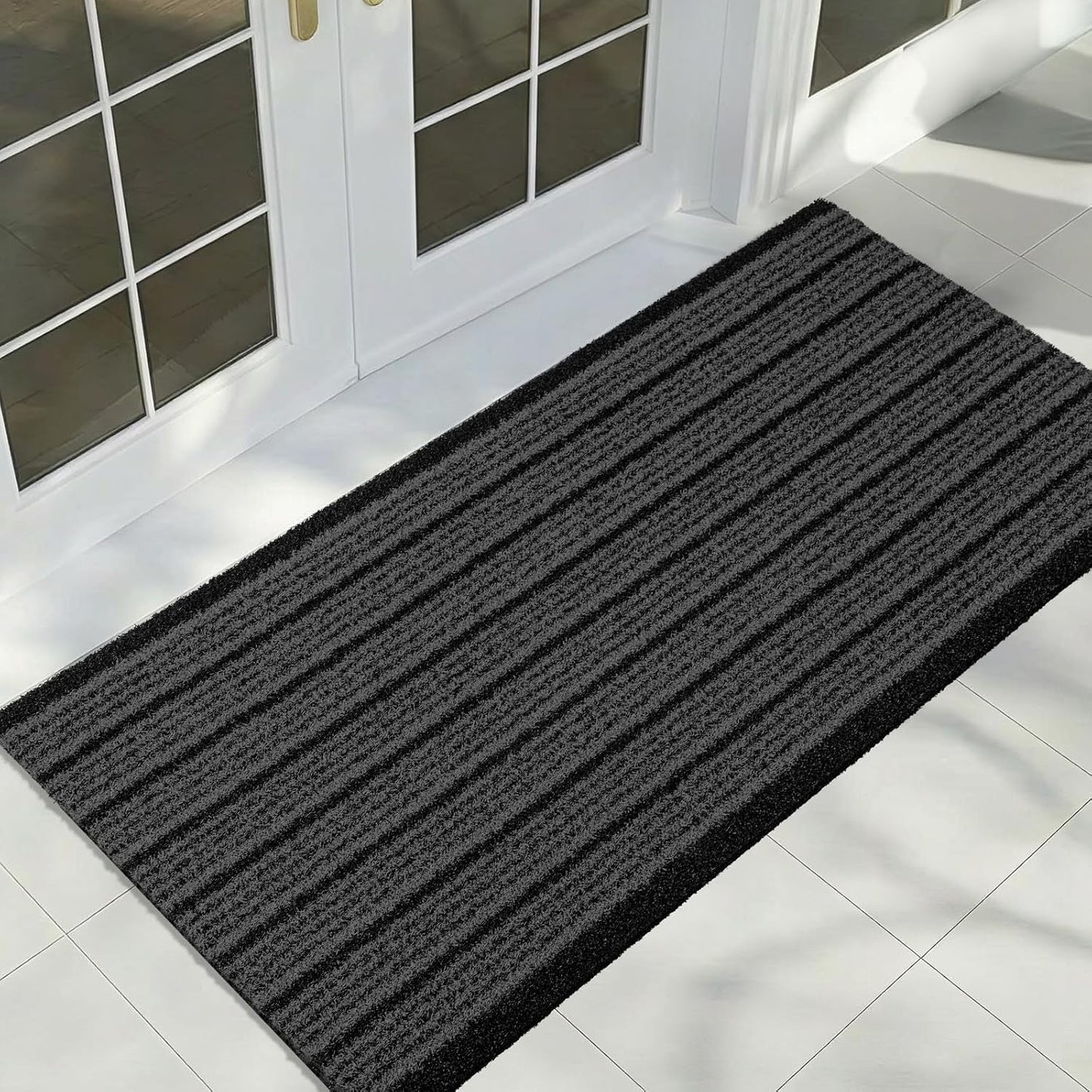 Outdoor Front Door Mat 32" x 48", Dirt Trapping Outside Entrance Rug, Non Slip Shoe Scraper, Heavy Duty Commercial Rug for Patio, Garage, Traffic Area, Office, Roll Packing