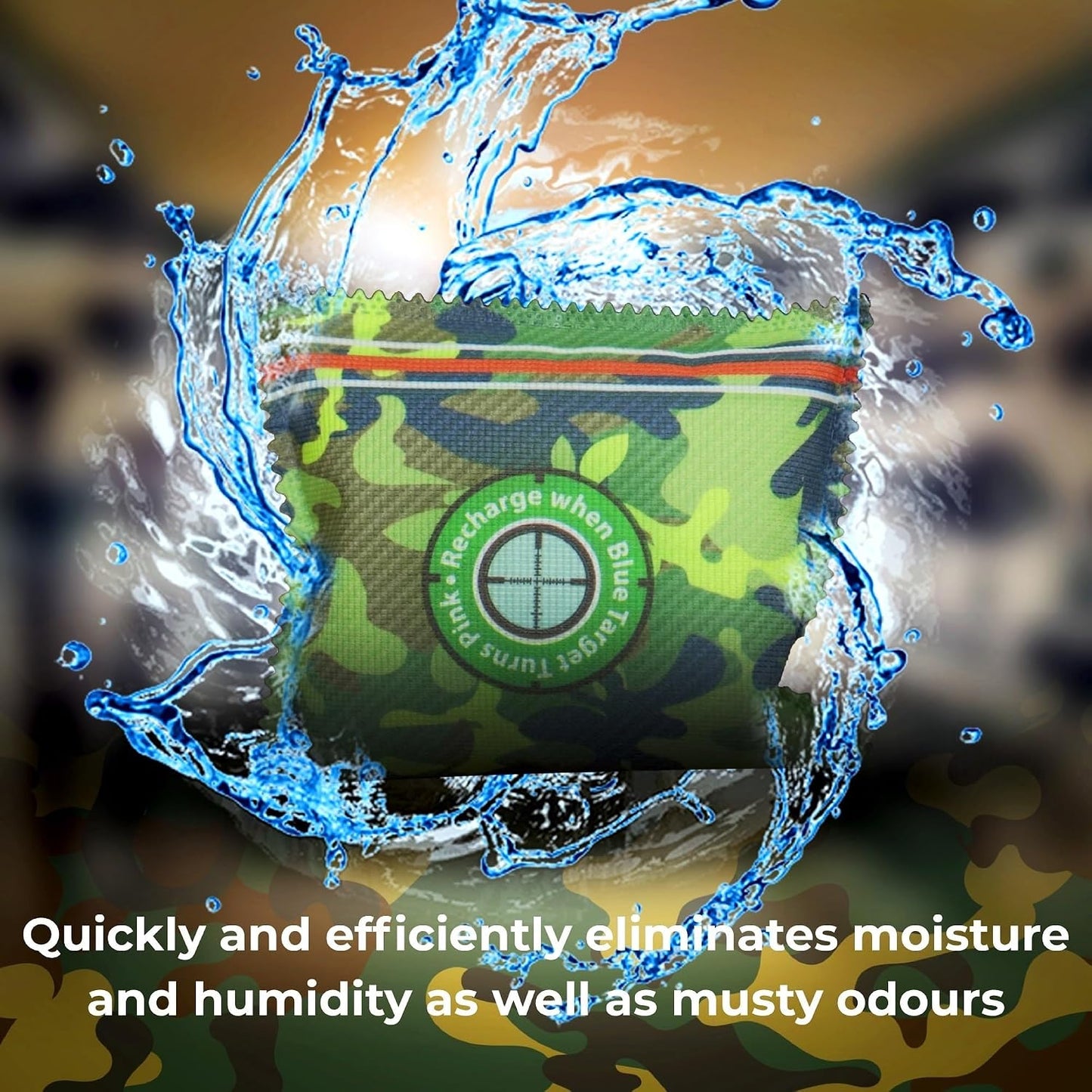 Zarpax Gun Safe Dehumidifier Camouflage - Rechargeable Desiccant Dehumidifier Bags - Reusable & Absorbs Moisture & Humidity - 4x Pack