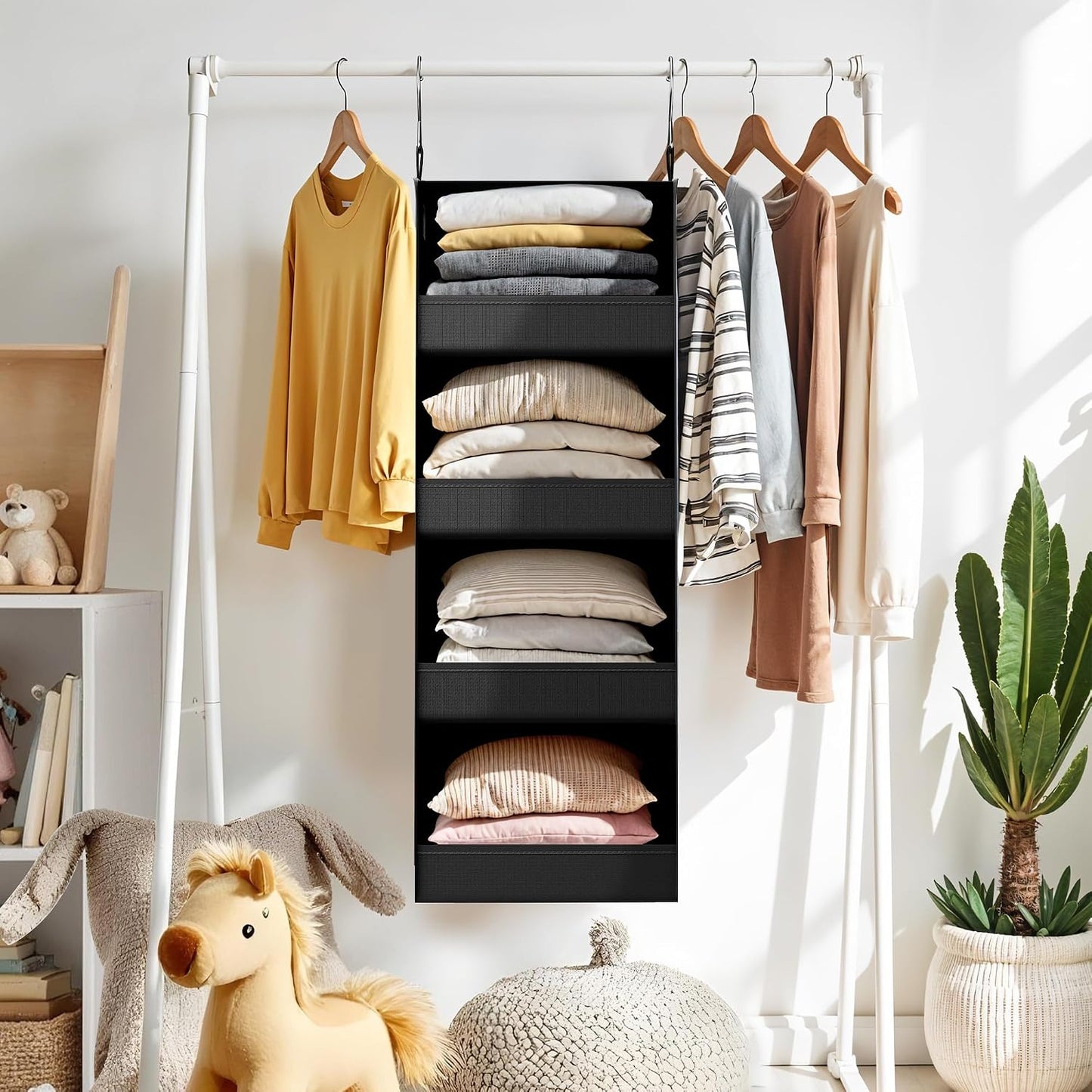 GRANNY SAYS 3-Shelf Hanging Closet Organizer and Storage, Collapsible Hanging Closet Shelves, Hanging Organizer for Closet & RV, Gray, 29 ½" H X 12" W X 12" D, 1-Pack