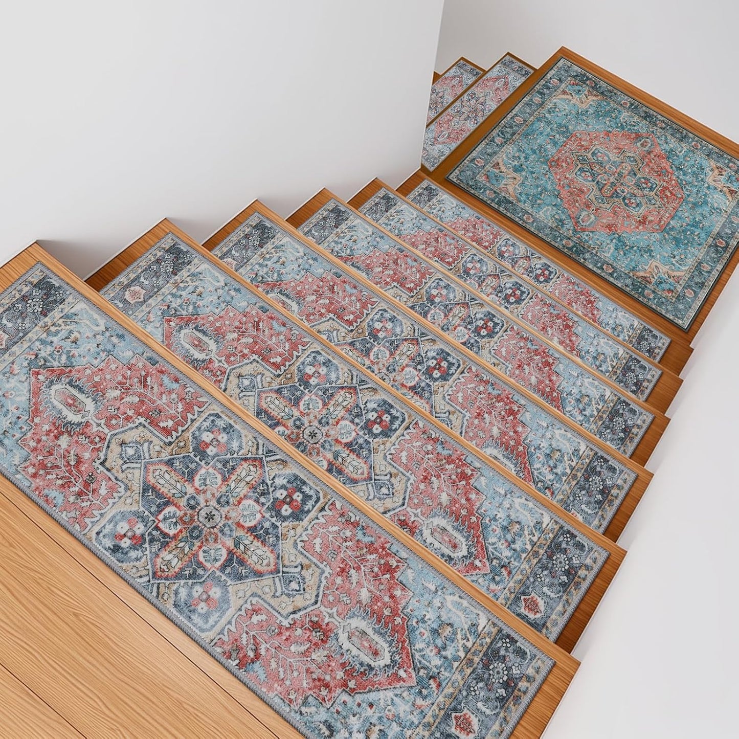 OJIA Stair Treads Non Slip for Wooden Steps Indoor 15PCS Carpet Stair Treads, Rubber Backing Stair Carpet Treads, Residue Free 8"x30" Staircase Step Treads Edging Stair Rugs for Kids & Pets, Gray