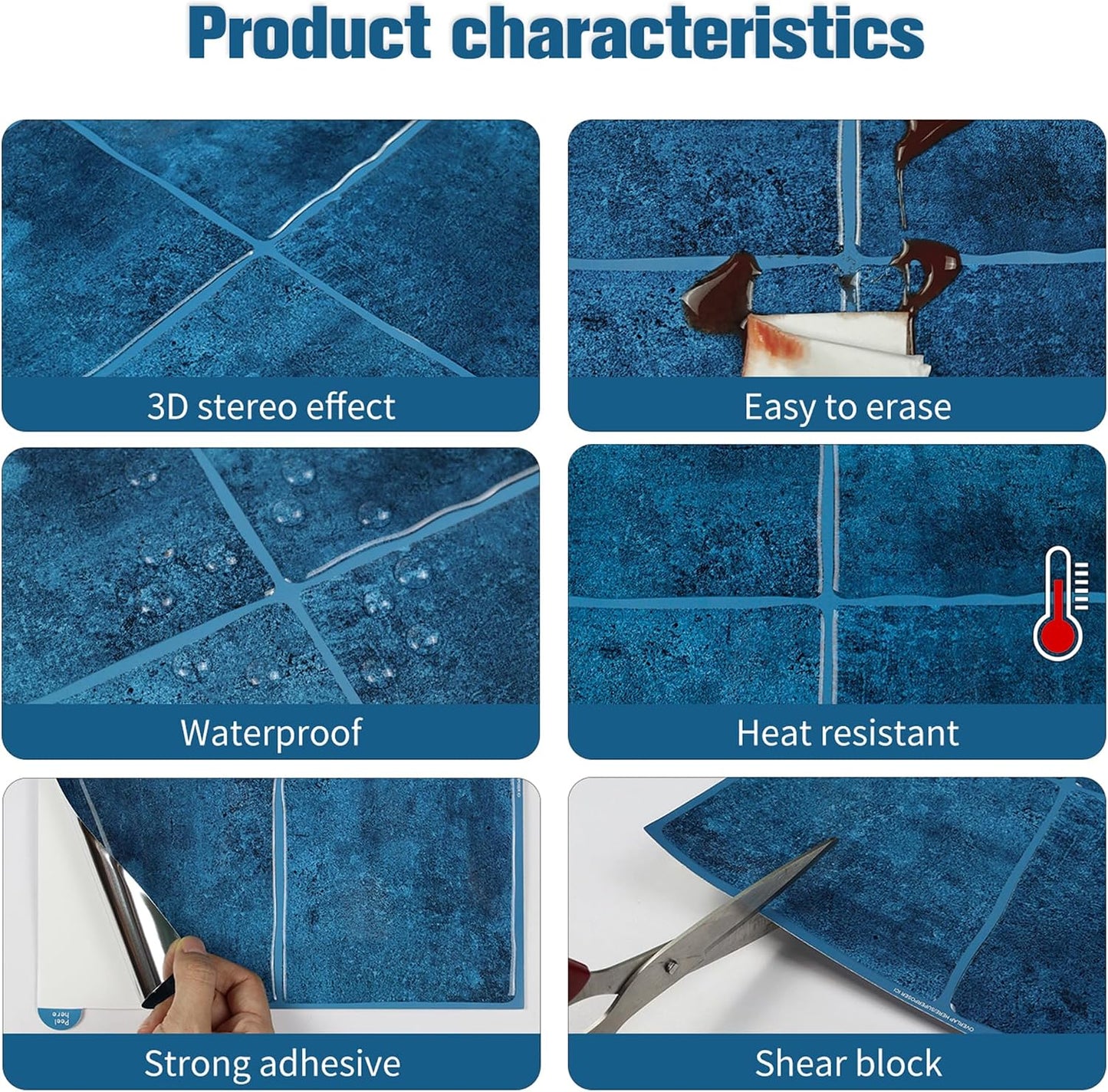 White Peel and Stick Backsplash Tiles for Kitchen, 10-Pack Self-Adhesive Waterproof Vinyl Bathroom Wall Tile(12 * 12 inches)
