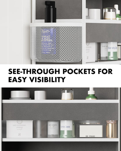 Over the Door Hanging Organizer - Closet Door Organizer and Storage with Large Pockets, Swing-Proof Behind The Door Organizer for Bathroom Nursery (Grey, 1 Pack -Extra Large 6 Tier)