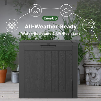 EasyUp 50 Gallon Outdoor Storage Box Waterproof Lockable Deck Boxes | UV Resistant Resin, for Garden Tools Cushions Patio Equipment, 300 lbs Capacity, Portable Design, Easy 16-Min Assembly